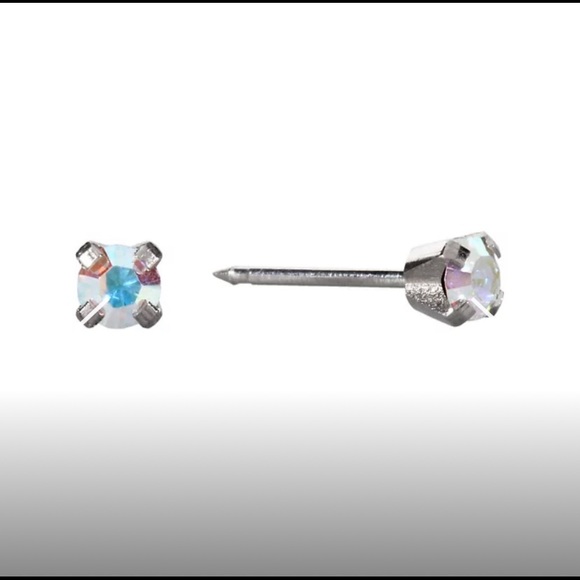 Studex Stainless Steel 3MM Rainbow Crystal Ear Piercing Earrings - Picture 2 of 5